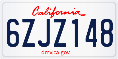 CA license plate 6ZJZ148
