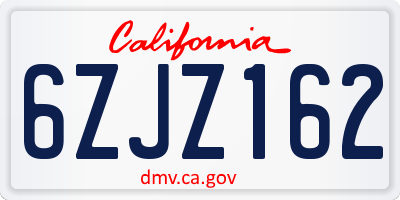 CA license plate 6ZJZ162