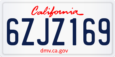 CA license plate 6ZJZ169