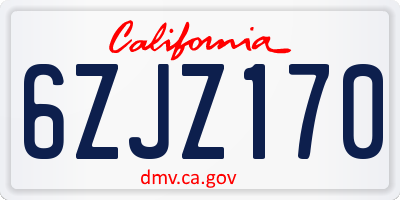 CA license plate 6ZJZ170