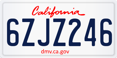 CA license plate 6ZJZ246