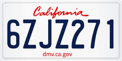 CA license plate 6ZJZ271