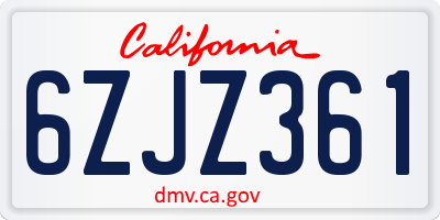CA license plate 6ZJZ361