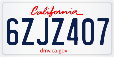 CA license plate 6ZJZ407