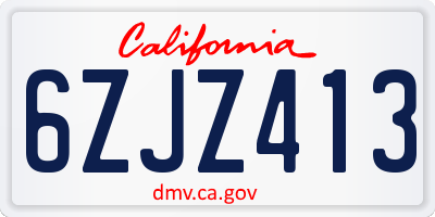 CA license plate 6ZJZ413