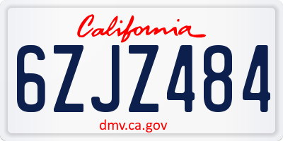 CA license plate 6ZJZ484