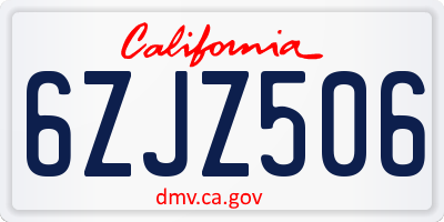 CA license plate 6ZJZ506