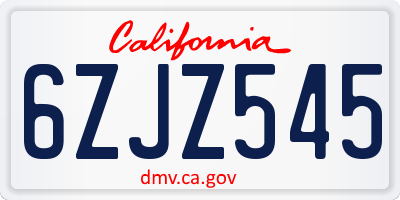 CA license plate 6ZJZ545