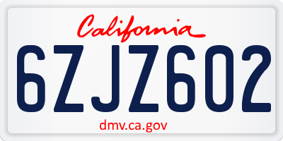 CA license plate 6ZJZ602