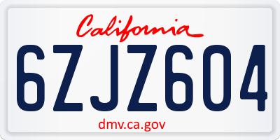 CA license plate 6ZJZ604