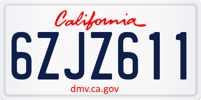 CA license plate 6ZJZ611
