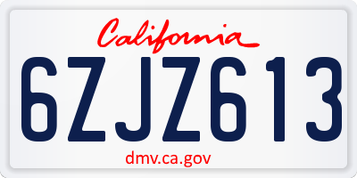 CA license plate 6ZJZ613