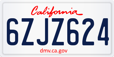 CA license plate 6ZJZ624