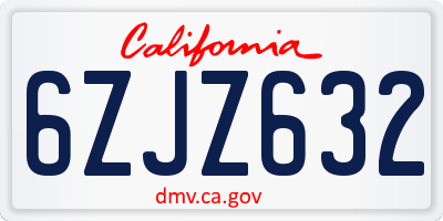 CA license plate 6ZJZ632