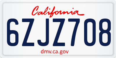 CA license plate 6ZJZ708