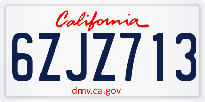 CA license plate 6ZJZ713