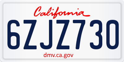 CA license plate 6ZJZ730