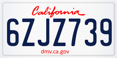 CA license plate 6ZJZ739