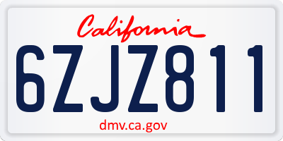 CA license plate 6ZJZ811