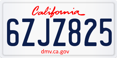 CA license plate 6ZJZ825