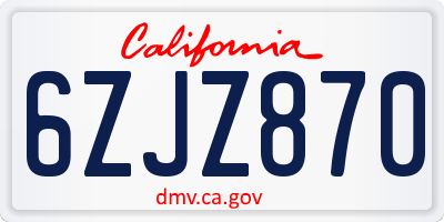CA license plate 6ZJZ870