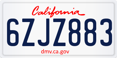 CA license plate 6ZJZ883