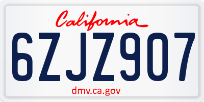 CA license plate 6ZJZ907