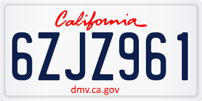 CA license plate 6ZJZ961
