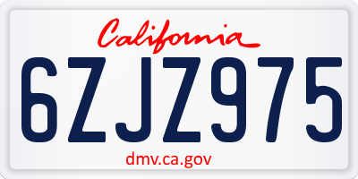 CA license plate 6ZJZ975