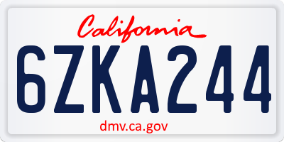 CA license plate 6ZKA244