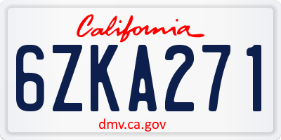 CA license plate 6ZKA271