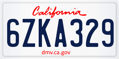 CA license plate 6ZKA329
