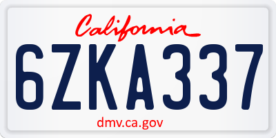 CA license plate 6ZKA337