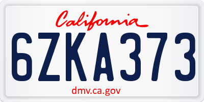 CA license plate 6ZKA373