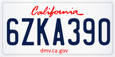 CA license plate 6ZKA390