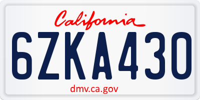 CA license plate 6ZKA430