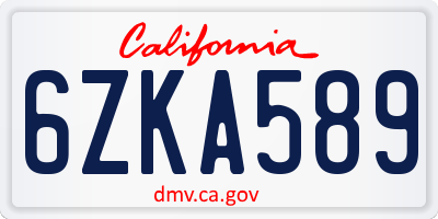 CA license plate 6ZKA589