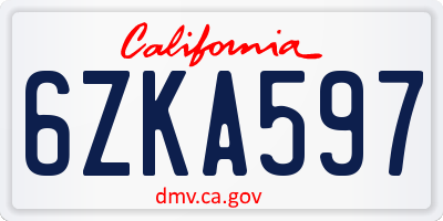 CA license plate 6ZKA597