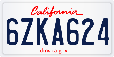 CA license plate 6ZKA624