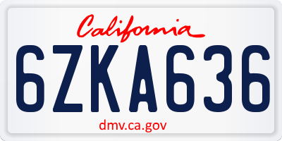 CA license plate 6ZKA636