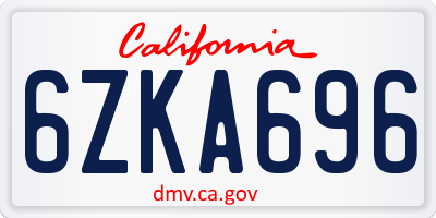CA license plate 6ZKA696