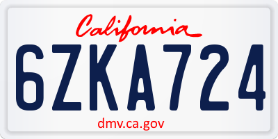 CA license plate 6ZKA724