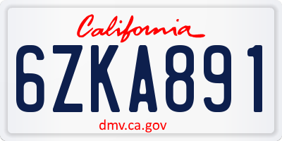 CA license plate 6ZKA891