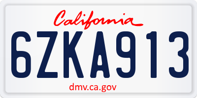 CA license plate 6ZKA913
