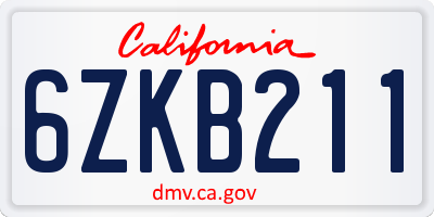 CA license plate 6ZKB211