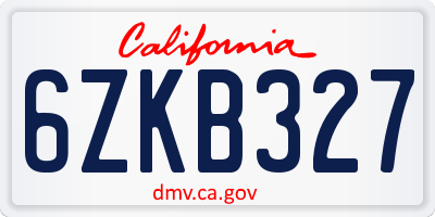 CA license plate 6ZKB327