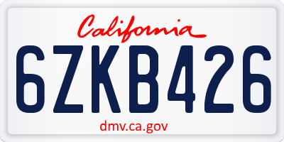 CA license plate 6ZKB426