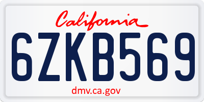 CA license plate 6ZKB569