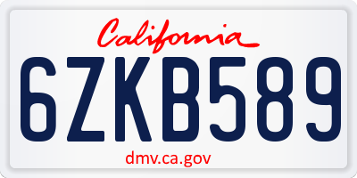 CA license plate 6ZKB589