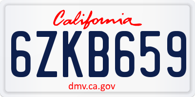 CA license plate 6ZKB659